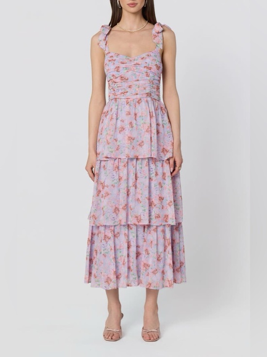 Astr Dresses & Skirts - ASTR The Label Tiered Strap Sundress Size Medium Floral Purple New